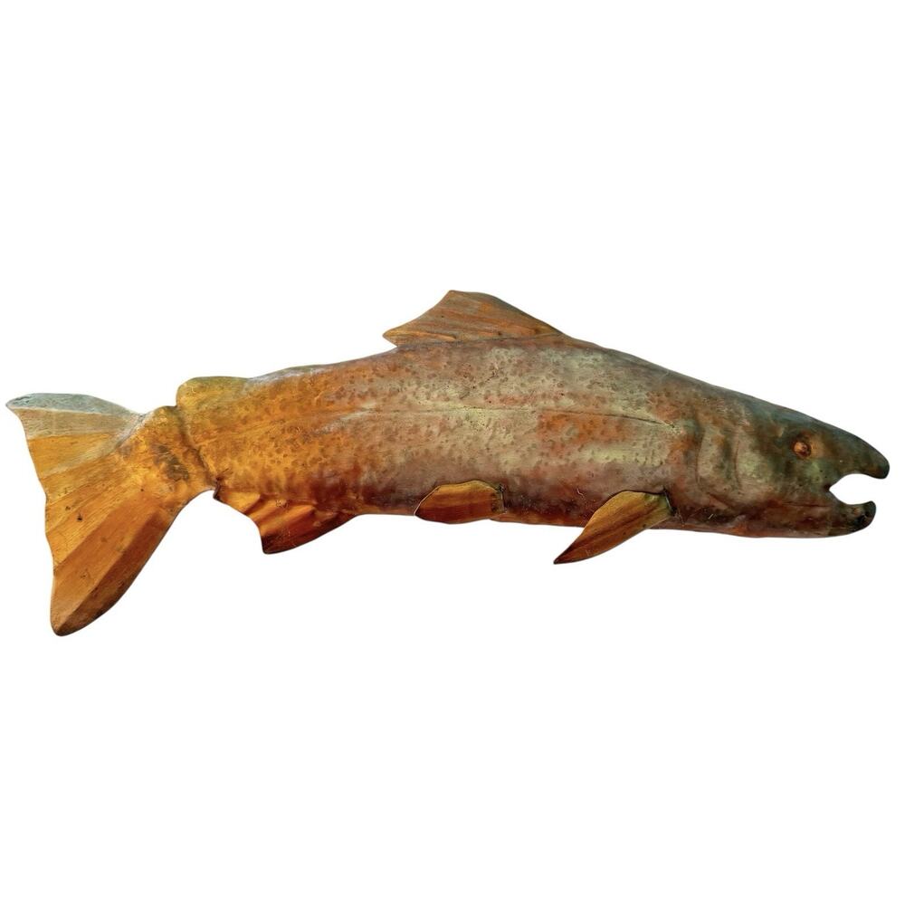 Copper Metal Art Salmon Fish 15” Decoration Wall Decor